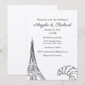Huwelijksuitnodiging, Bruiloft Briefpapier, Paris Kaart (Voorkant / Achterkant)