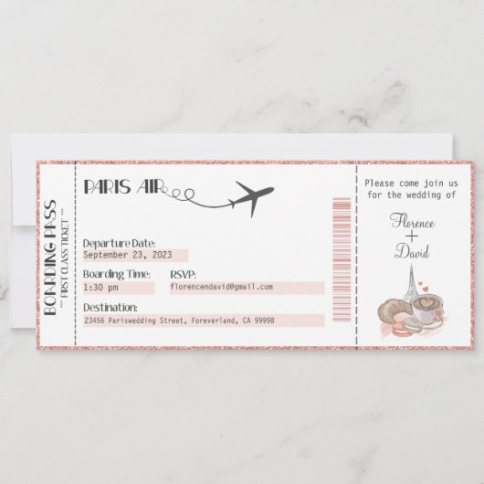 Huwelijksuitnodiging, Bruiloft Briefpapier, Paris Kaart (Voorkant)