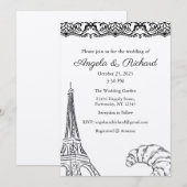 Huwelijksuitnodiging, Bruiloft Briefpapier, Paris Kaart (Voorkant / Achterkant)