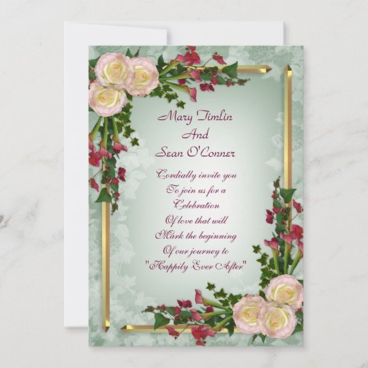 Huwelijksuitnodiging calla lelies en rozen kaart (Voorkant)