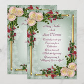 Huwelijksuitnodiging calla lelies en rozen kaart (Voorkant / Achterkant)