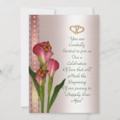 Huwelijksuitnodiging calla lelies op Roze satijn Kaart (Voorkant)