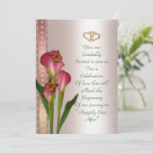 Huwelijksuitnodiging calla lelies op Roze satijn Kaart (Staand voorkant)