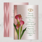 Huwelijksuitnodiging calla lelies op Roze satijn Kaart (Voorkant / Achterkant)