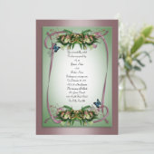 Huwelijksuitnodiging calla lelies Vlinders mauve, Kaart (Staand voorkant)