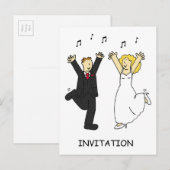 Huwelijksuitnodiging Cartoon bruid en bruidegom Uitnodiging Briefkaart (Voorkant / Achterkant)