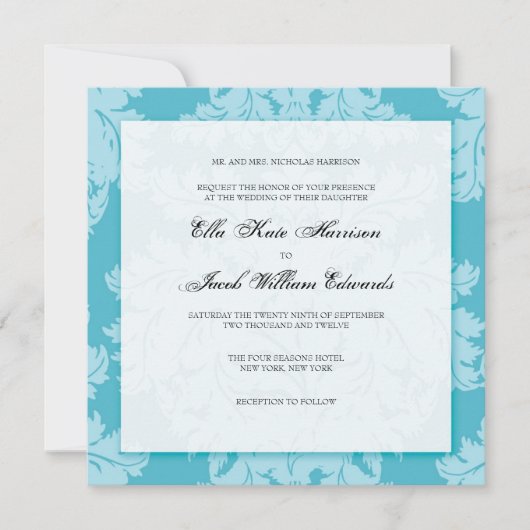 huwelijksuitnodiging :: DAMASK Kaart (Voorkant)
