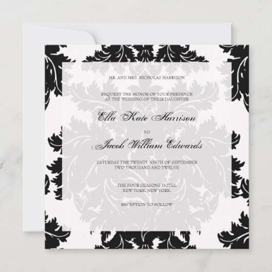  huwelijksuitnodiging :: DAMASK Kaart (Voorkant)