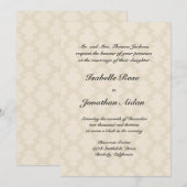 Huwelijksuitnodiging - damask linnen look kaart (Voorkant / Achterkant)