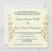 Huwelijksuitnodiging - Donkergroen & Gouden Wervel Kaart (Achterkant)