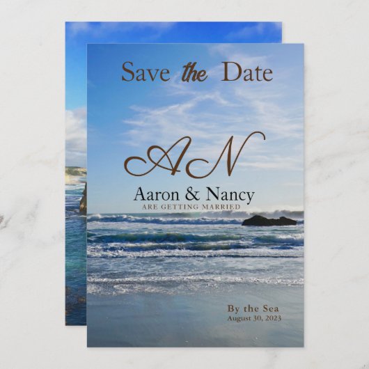 Huwelijksuitnodiging door het Zee Kaart (Voorkant / Achterkant)