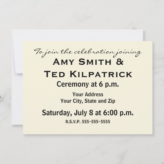 Huwelijksuitnodiging Eenvoudige Sjabloon Aangepast Kaart (Achterkant)