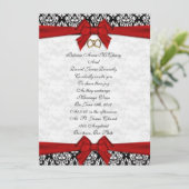 Huwelijksuitnodiging elegant Damask met rode boog Kaart (Staand voorkant)