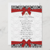 Huwelijksuitnodiging elegant Damask met rode boog Kaart (Voorkant)