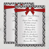 Huwelijksuitnodiging elegant Damask met rode boog Kaart (Voorkant / Achterkant)