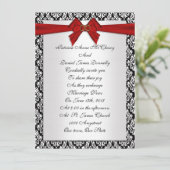 Huwelijksuitnodiging elegant Damask met rode boog Kaart (Staand voorkant)