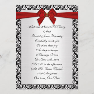 Huwelijksuitnodiging elegant Damask met rode boog Kaart