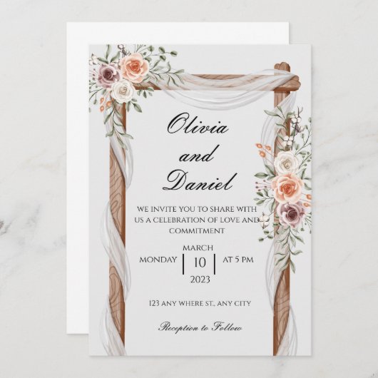 Huwelijksuitnodiging, elegant en eenvoudig kaart (Voorkant / Achterkant)