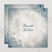 Huwelijksuitnodiging Elegant  gebladerte & wervele Kaart (Voorkant / Achterkant)