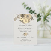 Huwelijksuitnodiging elegant geel rose bord grijs briefkaart (Staand voorkant)