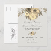 Huwelijksuitnodiging elegant geel rose bord grijs briefkaart (Voorkant / Achterkant)