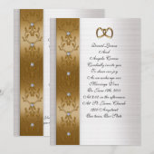 Huwelijksuitnodiging elegant goud kaart (Voorkant / Achterkant)