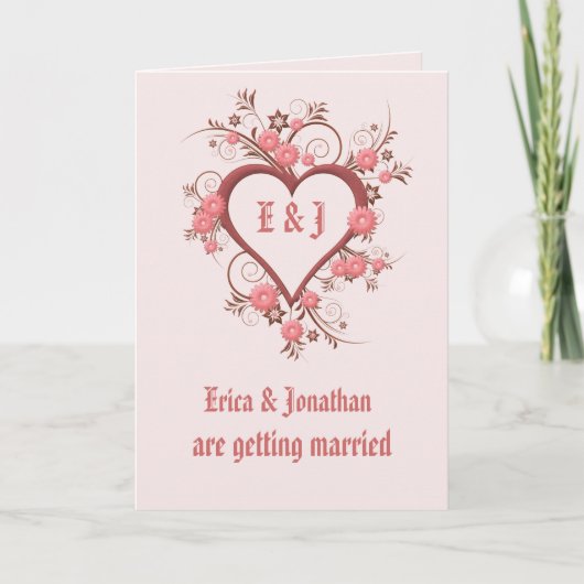 Huwelijksuitnodiging, Elegant Hart Lijst (Voorkant)