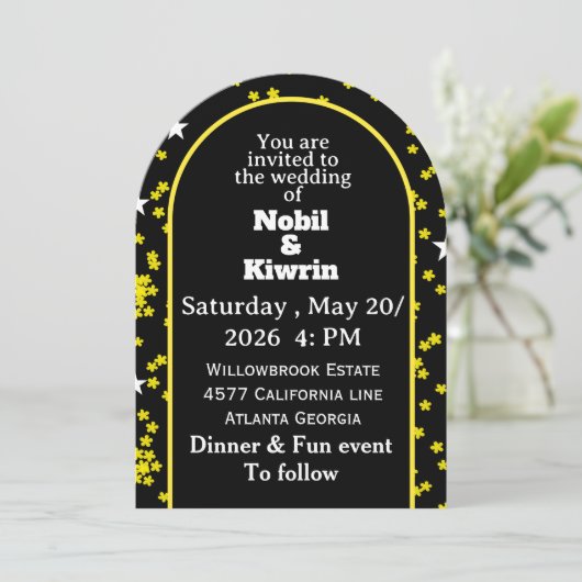 huwelijksuitnodiging | elegant kaart (Staand voorkant)