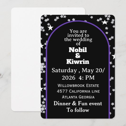 huwelijksuitnodiging | elegant kaart (Voorkant / Achterkant)