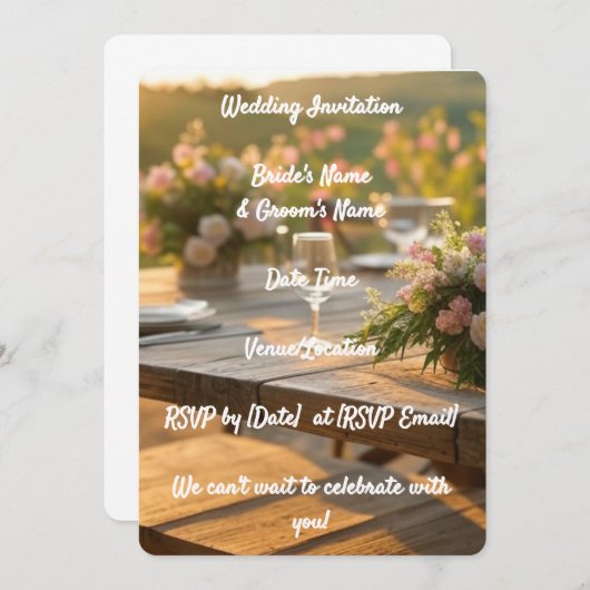 Huwelijksuitnodiging Elegant Rustiek Bloemengroen Kaart (Voorkant / Achterkant)