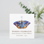 Huwelijksuitnodiging, Elegante, Blauwe Vlinderkuns Kaart (Staand voorkant)