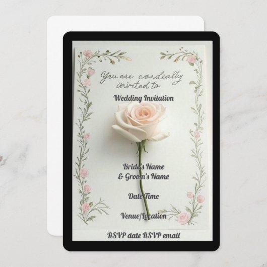 Huwelijksuitnodiging Elegante Bloemen Romaans Rust Kaart (Voorkant / Achterkant)