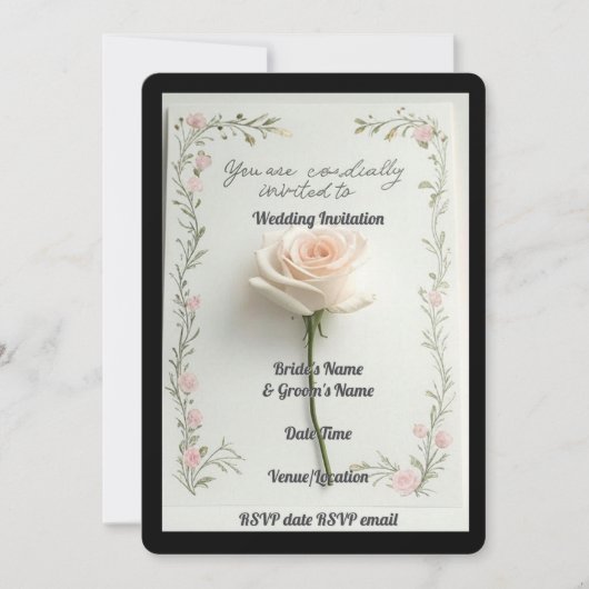 Huwelijksuitnodiging Elegante Bloemen Romaans Rust Kaart (Voorkant)