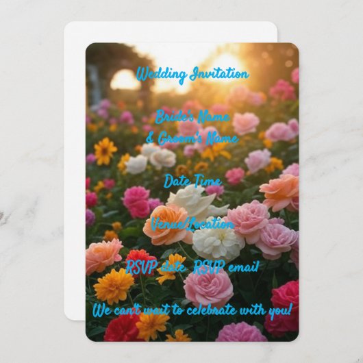 Huwelijksuitnodiging Elegante Bloemen Rustieke Boh Kaart (Voorkant / Achterkant)
