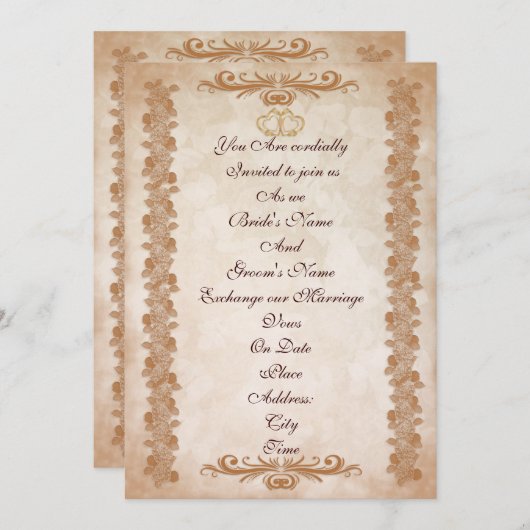 Huwelijksuitnodiging elegante formele bloemen kaart (Voorkant / Achterkant)