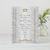 Huwelijksuitnodiging elegante gouden harten kaart (Staand voorkant)