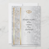 Huwelijksuitnodiging elegante gouden harten kaart (Achterkant)