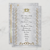 Huwelijksuitnodiging elegante gouden harten kaart (Voorkant / Achterkant)