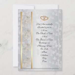 Huwelijksuitnodiging elegante gouden harten kaart