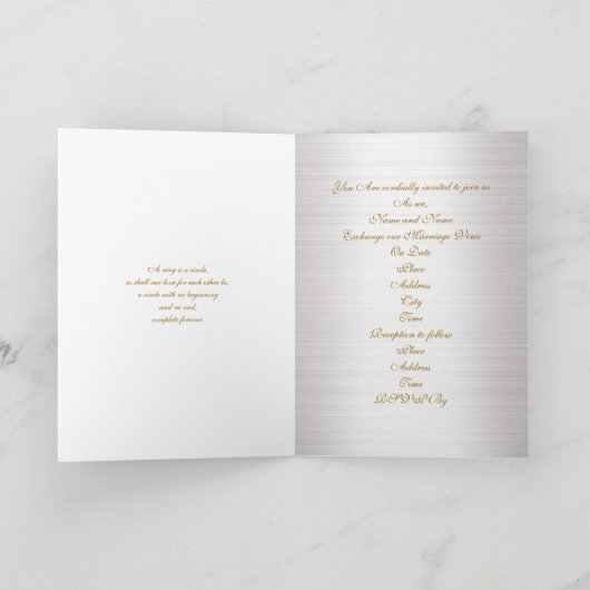 Huwelijksuitnodiging elegante Gouden rand (Binnen)