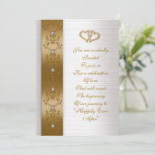 Huwelijksuitnodiging elegante gouden rand kaart (Staand voorkant)