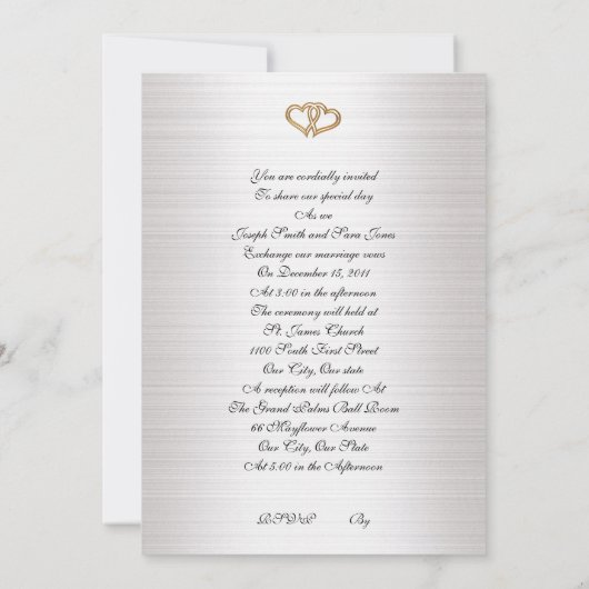 Huwelijksuitnodiging elegante gouden rand kaart (Achterkant)