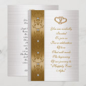 Huwelijksuitnodiging elegante gouden rand kaart (Voorkant / Achterkant)