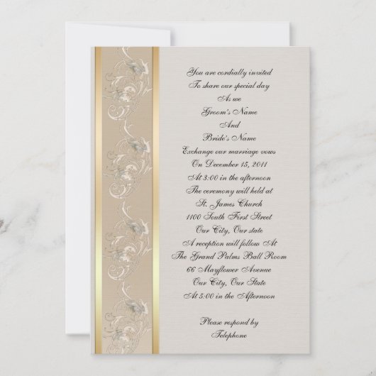 Huwelijksuitnodiging elegante reliëf look canvas, kaart (Voorkant)