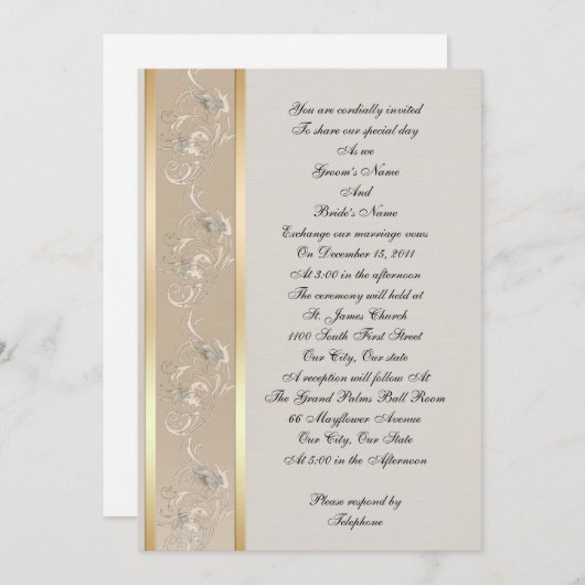 Huwelijksuitnodiging elegante reliëf look canvas, kaart (Voorkant / Achterkant)