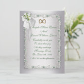 Huwelijksuitnodiging elegante witte diamanten kaart (Staand voorkant)