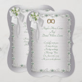 Huwelijksuitnodiging elegante witte diamanten kaart (Voorkant / Achterkant)