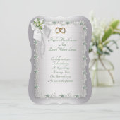 Huwelijksuitnodiging elegante witte diamanten kaart (Staand voorkant)