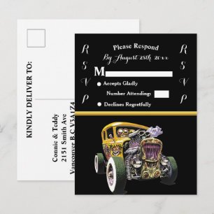 Huwelijksuitnodiging en gele hete staaf uitnodiging briefkaart