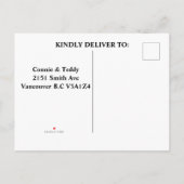 Huwelijksuitnodiging en gele hete staaf uitnodiging briefkaart (Achterkant)